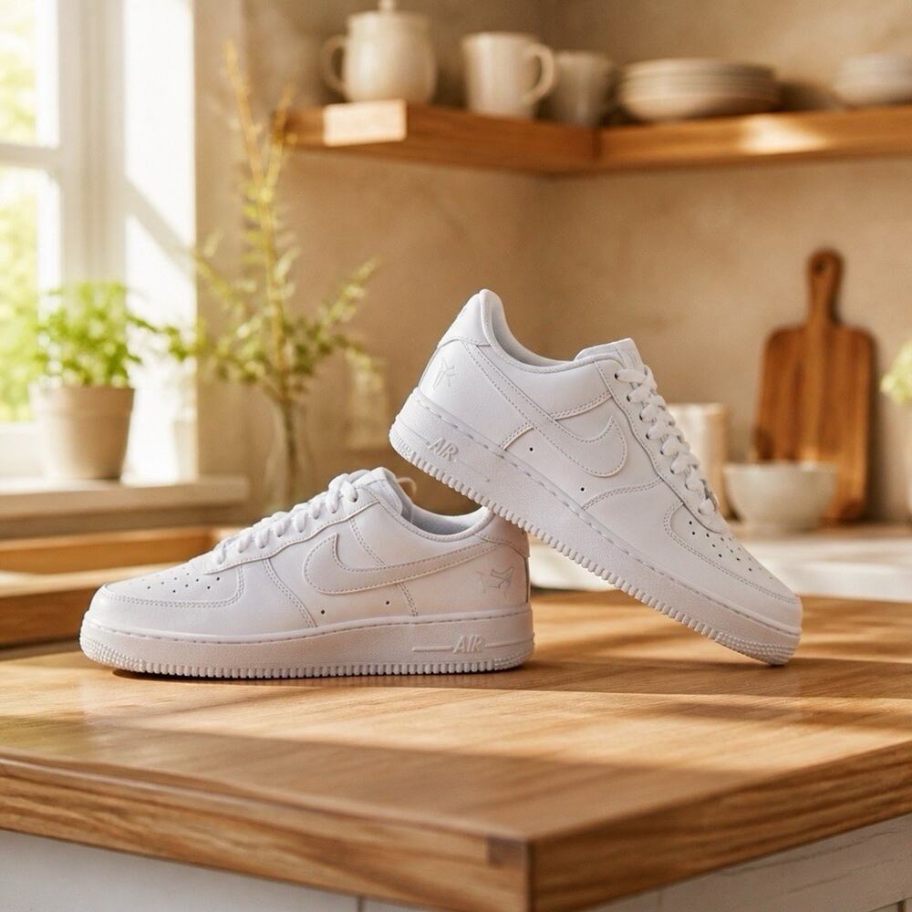 Size 8.5 Men’s Kobe Air Force 1 Low Triple White IB0018-100 OG BOX
